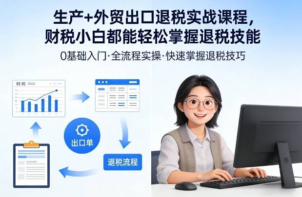 生产+外贸出口退税实战课程,财税小白都能轻松掌握退税技能