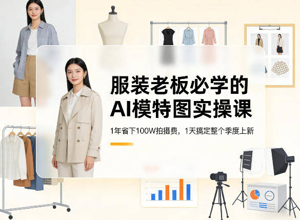 服装老板必学的AI模特图实操课,1年省下100W拍摄费,1天搞定整个季度上新