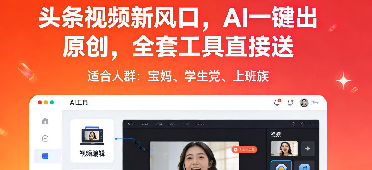头条视频新风口,AI一键出原创,全套工具直接送,人人可做,有手就行【揭秘】