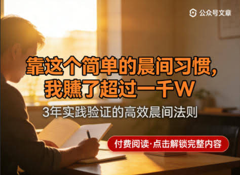 某公众号付费文章:靠这个简单的晨间习惯,我賺了超过一千W