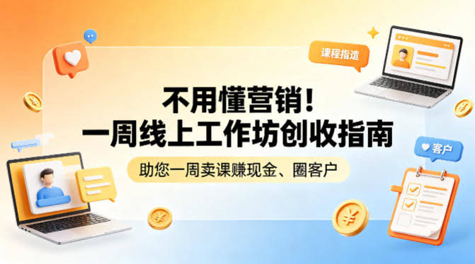 不用懂营销!一周线上工作坊创收指南,助您一周卖课賺现金、圈客户