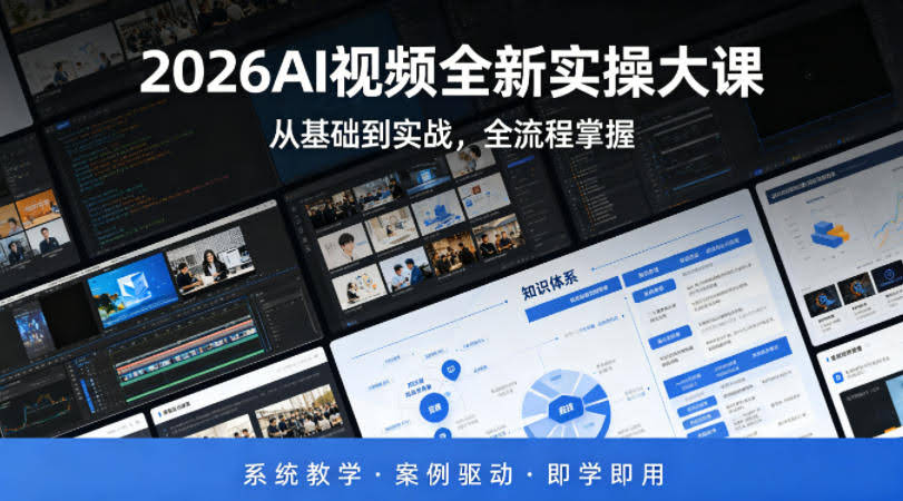 2026AI视频全新实操大课,从基础到实战,全流程掌握,系统教学·案例驱动·即学即用