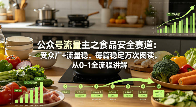 公众号流量主之食品安全赛道,受众广+流量稳,每篇作品稳定万次阅读,从0-1全流程讲解