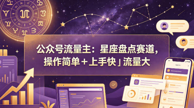 公众号流量主:星座盘点赛道,操作简单+上手快+流量大