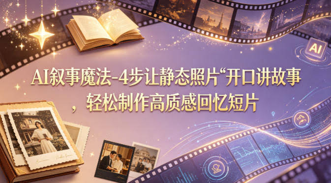 AI叙事魔法-4步让静态照片“开口讲故事”,轻松制作高质感回忆短片