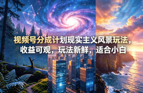 视频号分成计划现实主义风景玩法,收益可观,玩法新鲜,适合小白