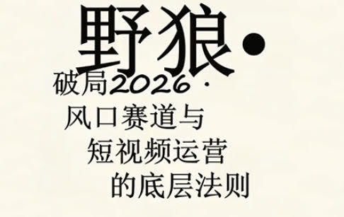野狼团队·多平台实操运营课,覆盖AI口播、服装、好物、漫剪等热门玩法(更新4月29日)