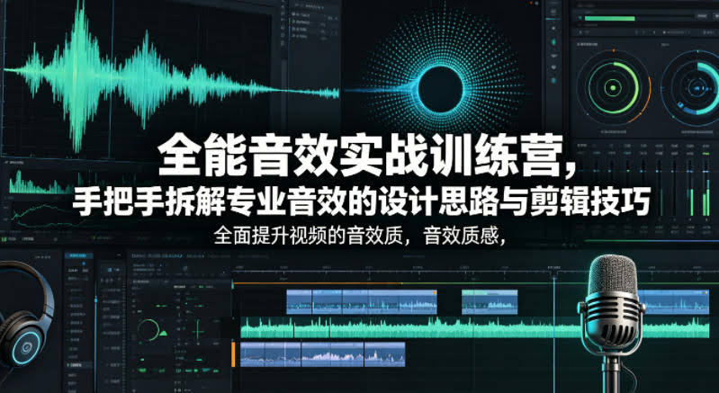 全能音效实战训练营,手把手拆解专业音效的设计思路与剪辑技巧,全面提升视频的音效质感
