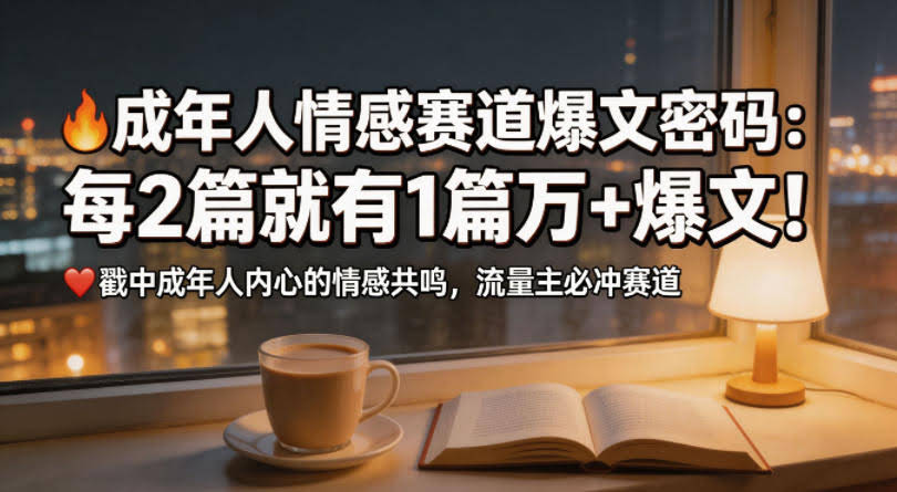 公众号流量主成年人情感心理赛道,流量最大,受众最广的主流赛道之一,平均每2篇就有1篇万爆文章