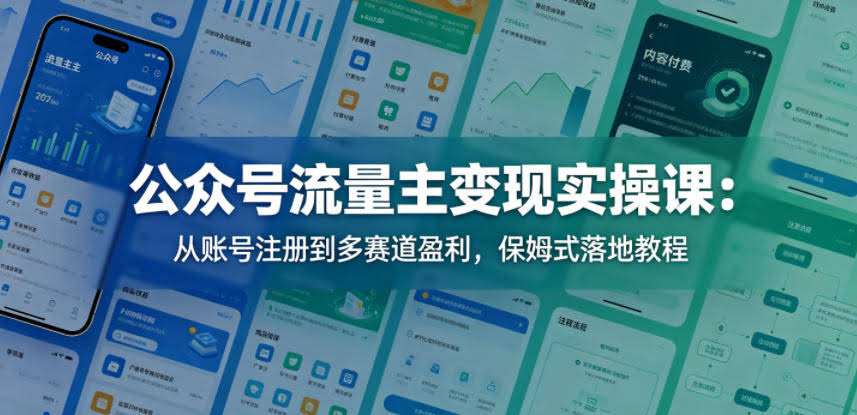 公众号流量主变现实操课:从账号注册到多赛道盈利,保姆式落地教程