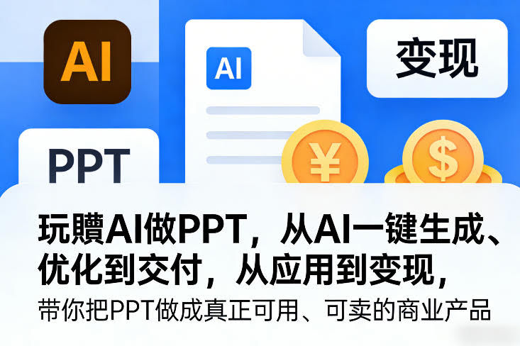 玩賺AI做PPT,从AI一键生成、优化到交付,从应用到变现,带你把PPT做成真正可用、可卖的商业产品(更新0513)