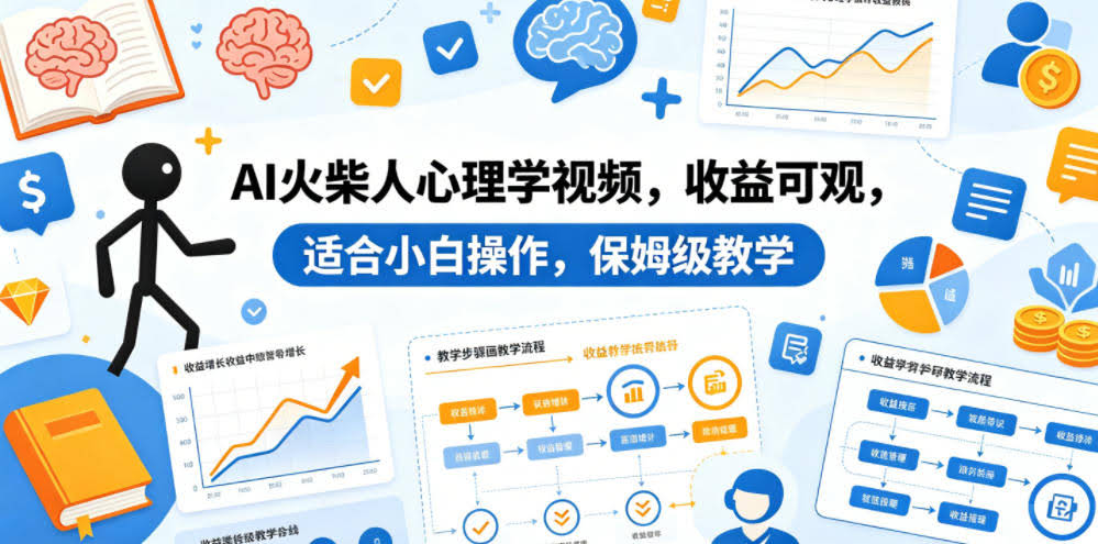 AI火柴人心理学视频,收益可观,适合小白操作,保姆级教学