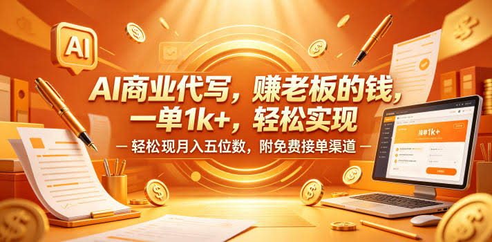 AI商业代写,賺老板的钱,一单1k+,轻松实现月入五位数,附免费接单渠道【揭秘】