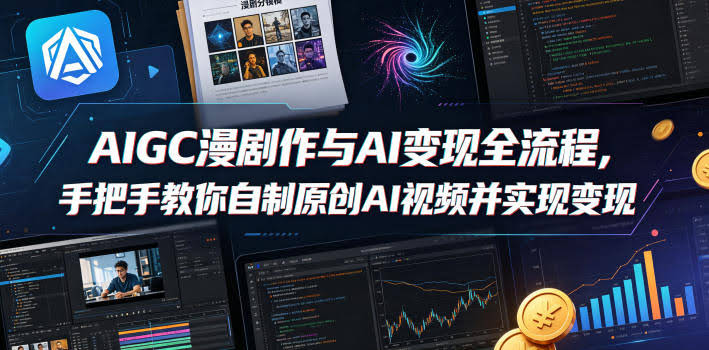 AIGC漫剧创作与AI变现全流程,手把手教你自制原创AI视频并实现变现(更新0516)