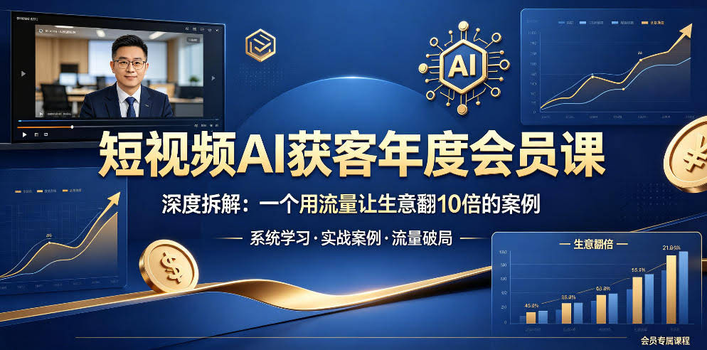 短视频AI获客年度会员课,深度拆解,一个用流量让生意翻10倍的案例