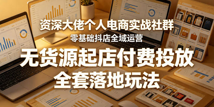 资深大佬个人电商实战社群,零基础抖店全域运营,无货源起店付费投放,全套落地玩法