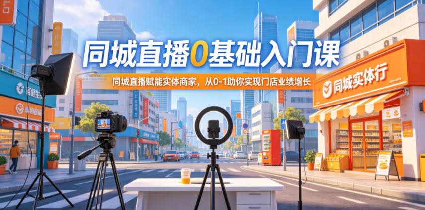 同城直播0基础入门课,同城直播赋能实体商家,从0-1助你实现门店业绩增长