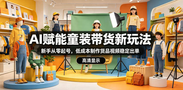 AI赋能童装带货新玩法,新手从零起号,低成本制作货品视频稳定出单