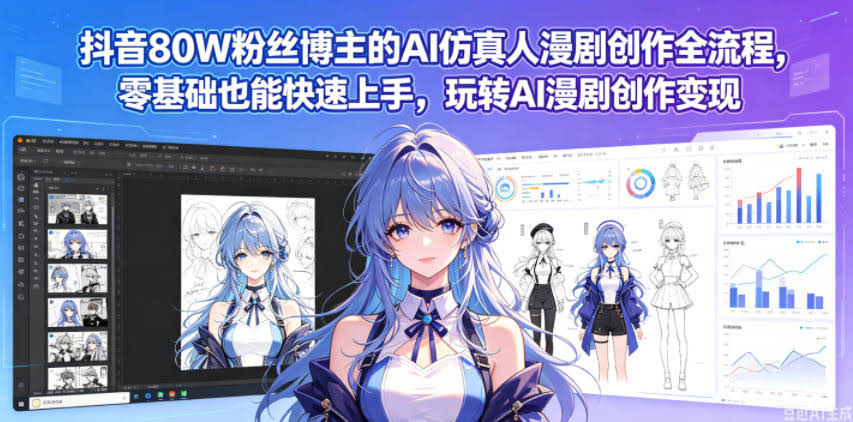 抖音80W粉丝博主的AI仿真人漫剧创作全流程,零基础也能快速上手,玩转AI漫剧创作变现