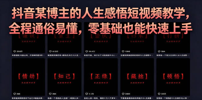 抖音某博主的灰太狼人生感悟短视频教学,全程通俗易懂,零基础也能快速上手