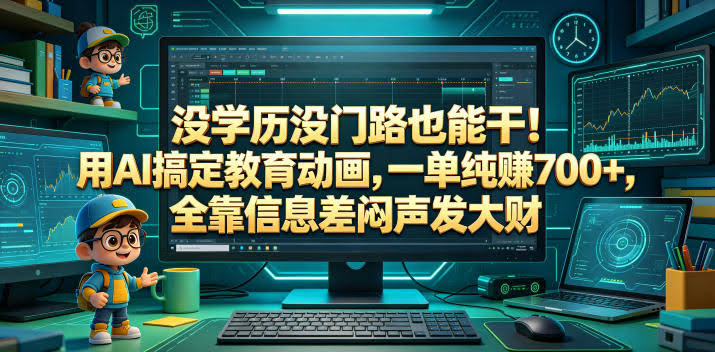 没学历没门路也能干!用AI搞定教育动画,一单纯賺700+,全靠信息差闷声发大财【揭秘】