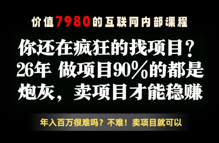 26年请不要疯狂的找项目了,卖项目远比你想象的暴利,你也可以月入10W+【揭秘】