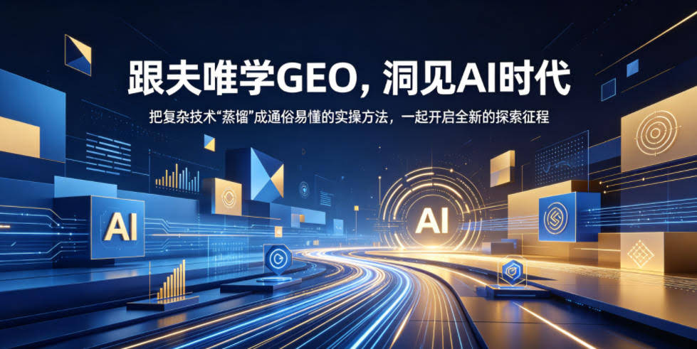 跟夫唯学GEO,洞见AI时代,把复杂技术“蒸馏”成通俗易懂的实操方法,一起开启全新的探索征程