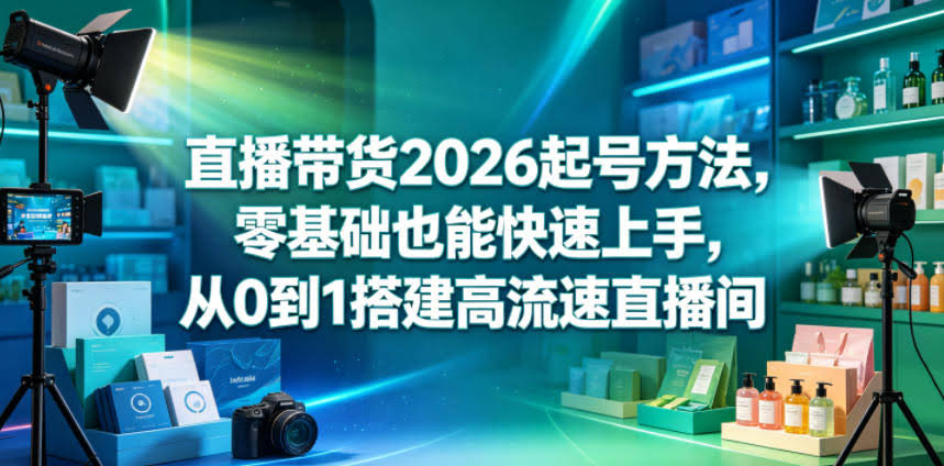 直播带货2026起号方法,零基础也能快速上手,从0到1搭建高流速直播间