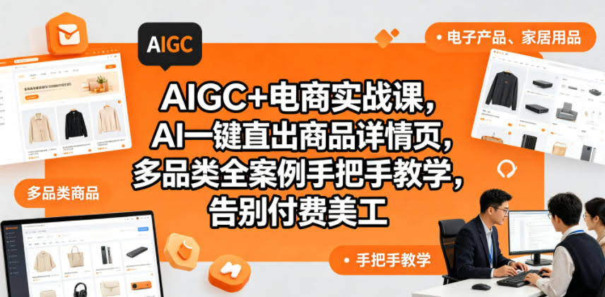 AIGC+电商实战课,AI一键直出商品详情页,多品类全案例手把手教学,告别付费美工(更新)
