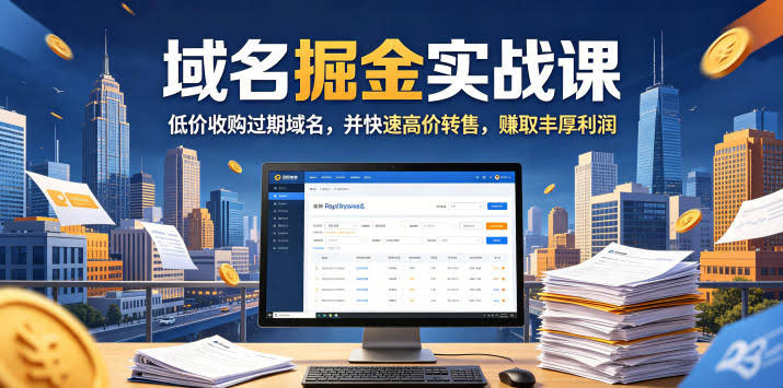 域名交易掘金实战课,低价收购过期域名,并快速高价转售,賺取丰厚利润【原创双语字幕】