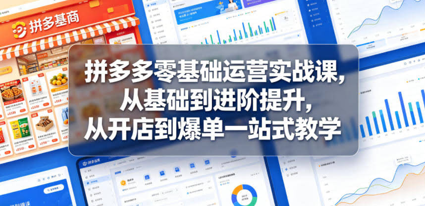 拼多多零基础运营实战课,从基础到进阶提升,从开店到爆单一站式教学