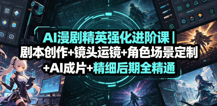 AI漫剧精英强化进阶课|剧本创作+镜头运镜+角色场景定制+AI成片+精细后期全精通