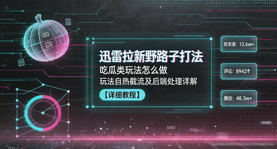 迅雷拉新野路子打法,吃瓜类玩法怎么做,玩法自热截流及后端处理详解