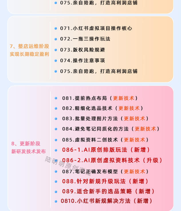 小红书虚拟项目特训班9.0,AI原创PPT技术全跑通,单品单店月纯利润几个W