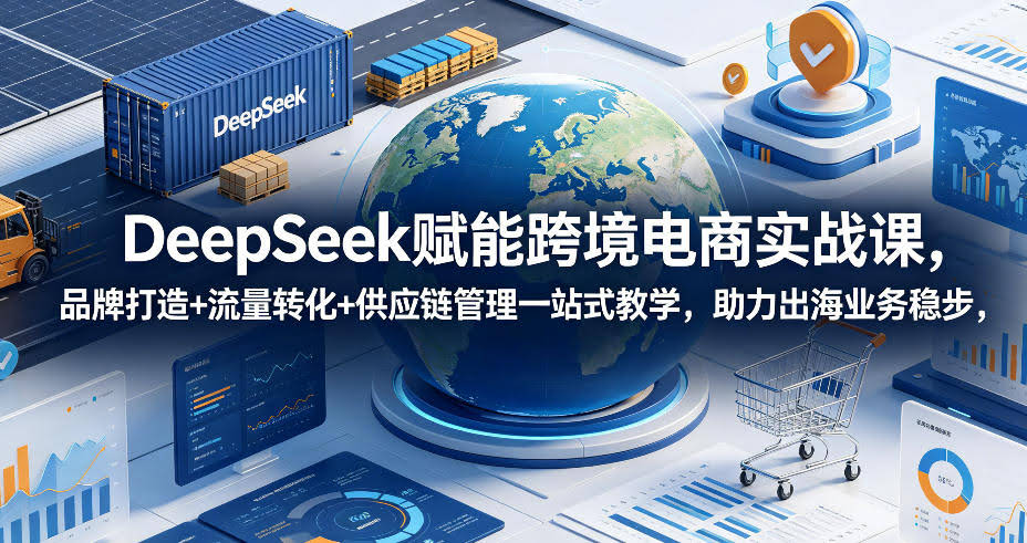DeepSeek赋能跨境电商实战课,品牌打造+流量转化+供应链管理一站式教学,助力出海业务稳步发展