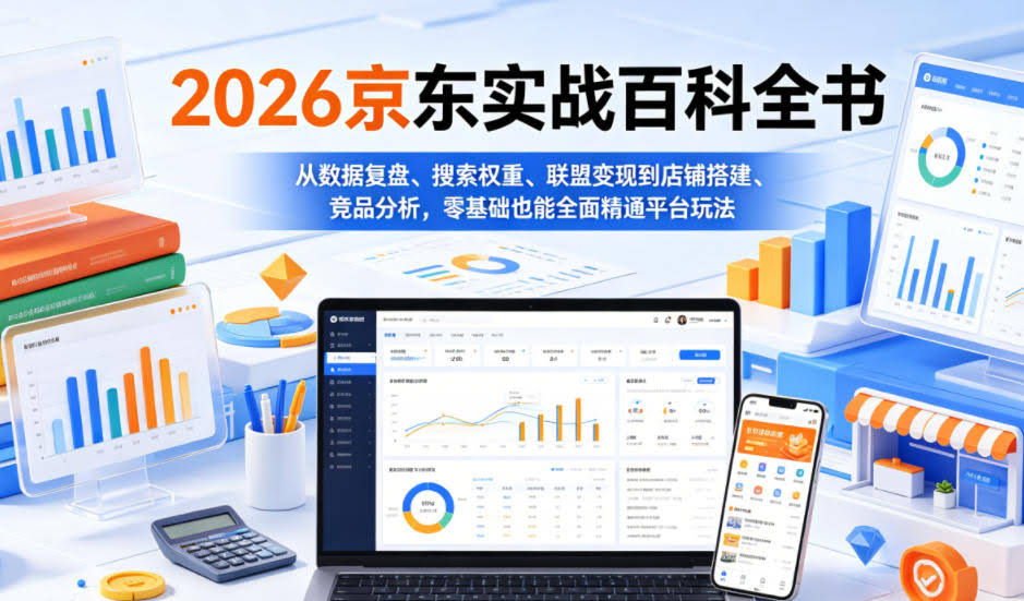 2026京东实战百科全书,从数据复盘、搜索权重、联盟变现到店铺搭建、竞品分析,零基础也能全面精通平台玩法