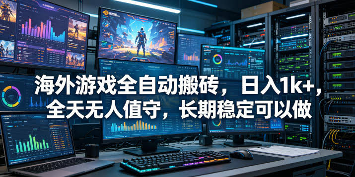 海外游戏全自动搬砖项目,日入1k+,全天无人值守,长期稳定可以做【揭秘】