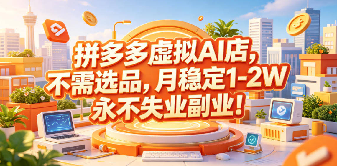 拼多多虚拟AI店,不需选品,月稳定1-2W,永不失业副业!【揭秘】