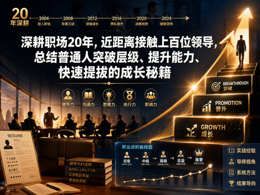 付费文章:深耕职场20年,近距离接触上百位领导,总结普通人突破层级、提升能力、快速提拔的成长秘籍(全网独家干货)