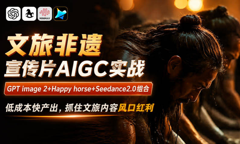 文旅非遗宣传片AIGC实战,GPT image 2+Happy horse+Seedance2.0组合,低成本快产出,抓住文旅内容风口红利