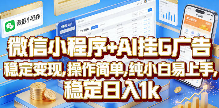 微信小程序+AI挂G广告,稳定变现,操作简单,纯小白易上手,稳定日入1k【揭秘】