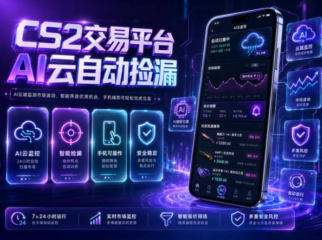 CS2交易平台AI云自动捡漏,多年稳定运行,无需手机,支持任何形式验证,日入300+【揭秘】