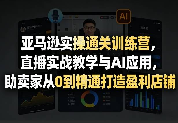 亚马逊实操通关训练营,直播实战教学与AI应用,助卖家从0到精通打造盈利店铺(更新6月18日)
