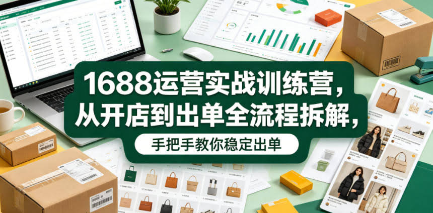 1688运营实战训练营,从开店到出单全流程拆解,手把手教你稳定出单(更新0620)