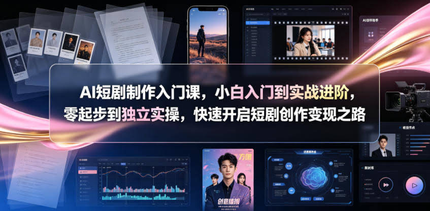 AI短剧制作入门课,小白入门到实战进阶,零起步到独立实操,快速开启短剧创作变现之路
