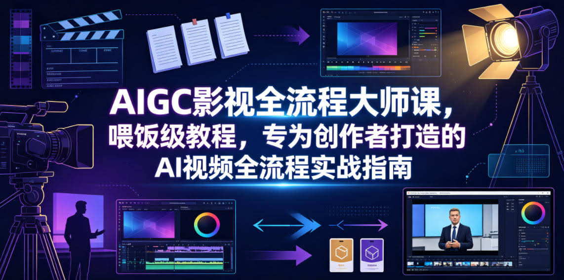 AIGC影视全流程大师课,喂饭级教程,专为创作者打造的AI视频全流程实战指南