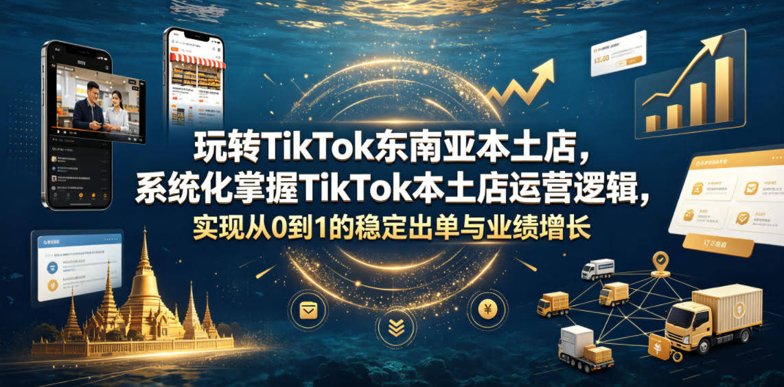 玩转TikTok东南亚本土店,系统化掌握TikTok本土店运营逻辑,实现从0到1的稳定出单与业绩增长