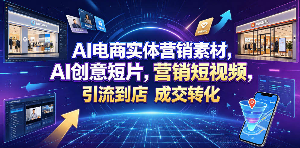AI电商实体营销素材,AI创意短片,高效打造营销短视频,轻松引流到店,稳定提升门店客流与成交转化