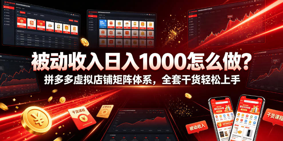 被动收入日入1000怎么做?拼多多虚拟店铺矩阵体系,全套干货轻松上手【揭秘】