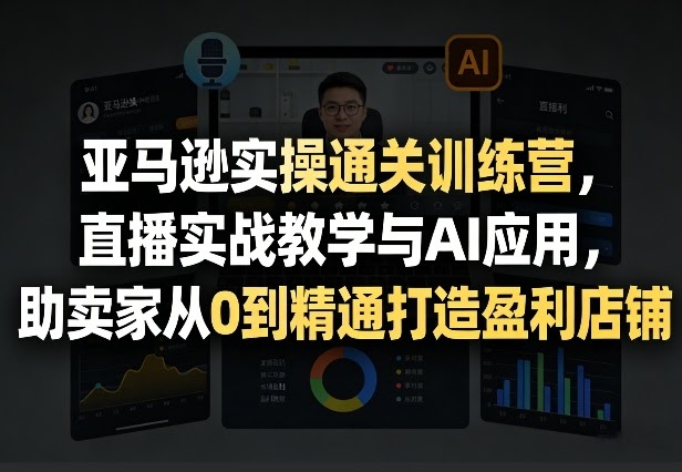 亚马逊实操通关训练营,直播实战教学与AI应用,助卖家从0到精通打造盈利店铺(更新7月3日)